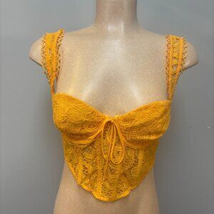 For Love & Lemons Bustier Medium Eyelet Lace Sammie Corset Crop Top Underwired